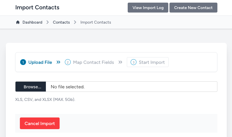 CRM Import Contacts Web Page