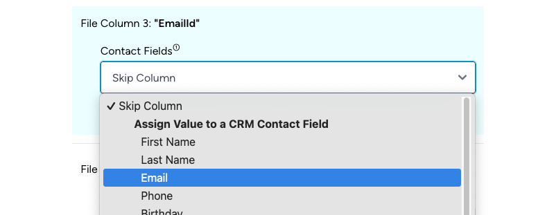 CRM Import Contacts Web Page