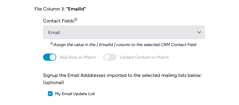 CRM Import Contacts Web Page