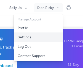 Manage Account Menu